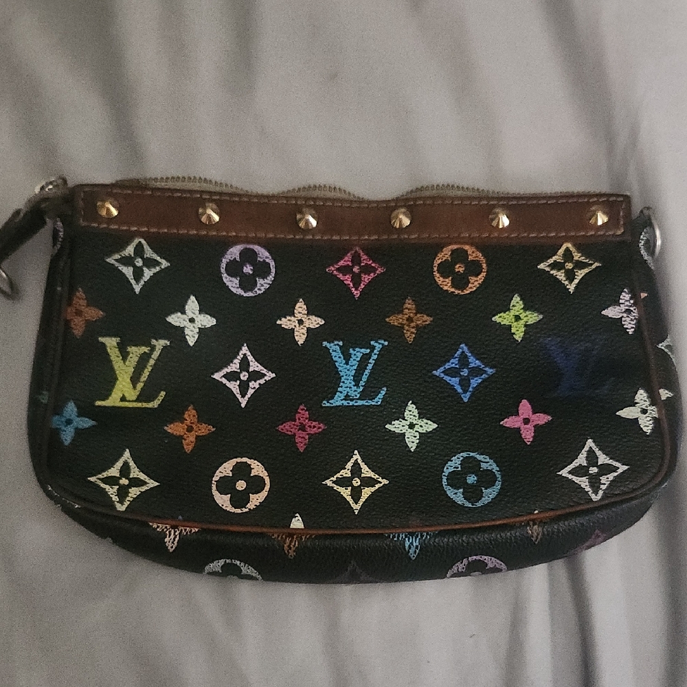 Authentic Rare Louis Vuitton Black Multicolor Monogram Clutch
